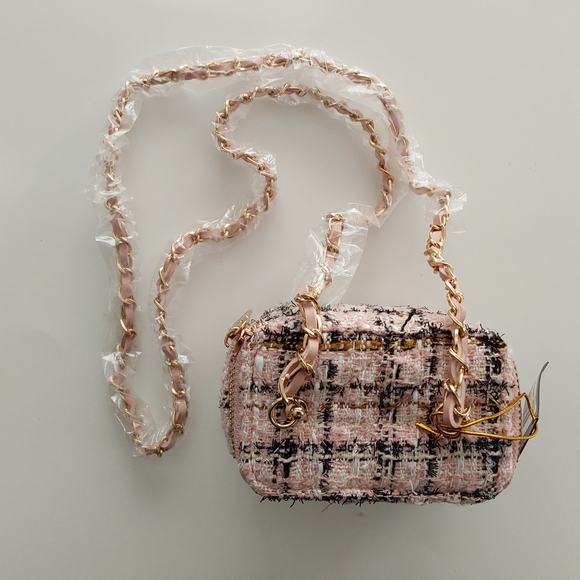 NWT Bebe Pink Tweed Crossbody Bag - Picture 4 of 8